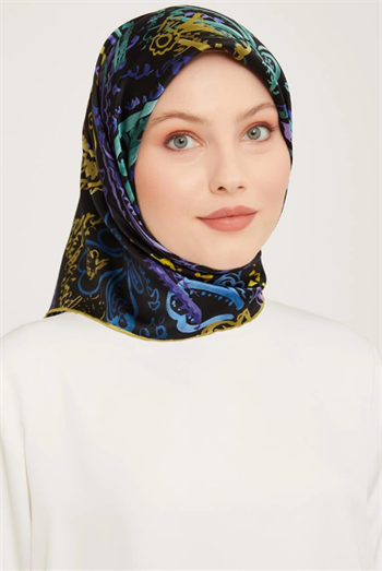 Armine İpek Eşarp Nostalji - 9037-52 Yağ Yeşili Mor Twill