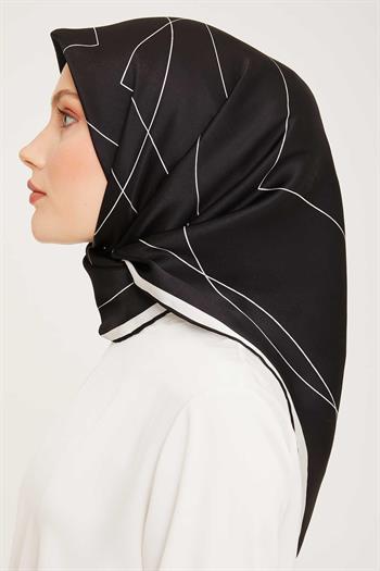 Armine İpek Eşarp Nostalji - 9061-04 Siyah Beyaz Sura