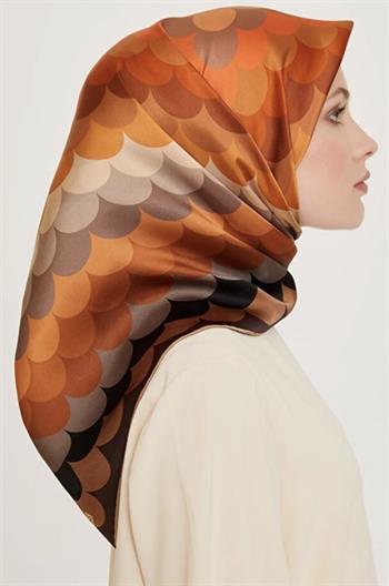 Armine İpek Eşarp Nostalji - 9212-33 Siyah Bakır Twill