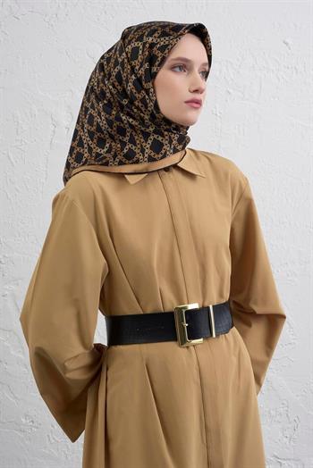 Armine İpek Eşarp Nostalji - 9410-07 Siyah Gold Sura