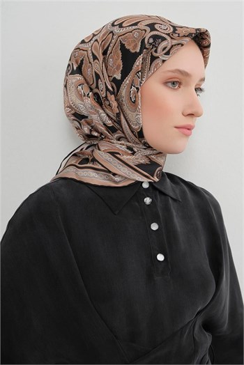 Armine İpek Eşarp Nostalji - 9421-02 Siyah Vizon Twill