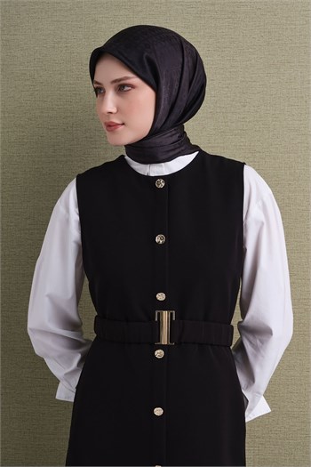 Armine Jakarlı İpek Eşarp 2027 Kış - 9647-50 Siyah Sura