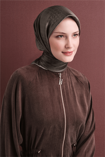 Armine Jakarlı İpek Eşarp 2027 Kış - 9647-89 Koyu Vizon
