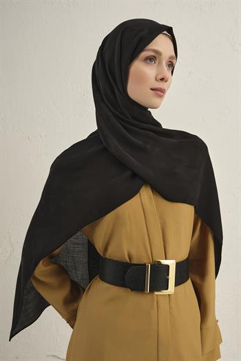 Armine Lyocell Viscon Şal - Dalga Desenli 1 - Siyah 01