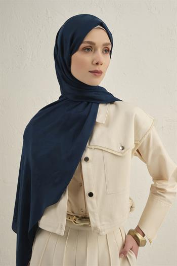 Armine Lyocell Viscon Şal - Dalga Desenli 1 - Koyu Lacivert 03