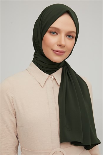 Armine Medine İpeği Şal - Asker Yeşil 1014