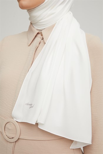 Armine Medine İpeği Şal - İnci Beyaz 1039