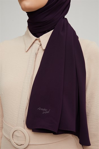 Armine Medine İpeği Şal - Patlıcan Mor 1012