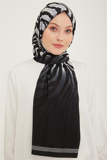 Armine Modal Şal - 5747-01 Siyah Gümüş