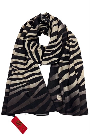 Armine Modal Şal - Zebra Model - Siyah Kahve