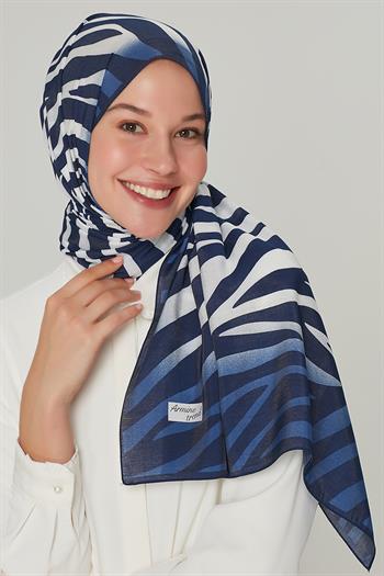 Armine Modal Şal - Zebra Model - Lacivert Beyaz