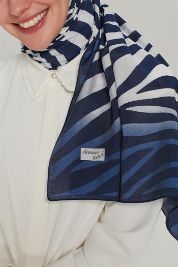 Armine Modal Şal - Zebra Model - Lacivert Beyaz