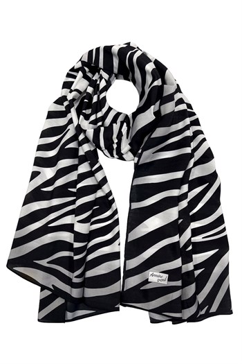 Armine Modal Şal - Zebra Model - Siyah Beyaz
