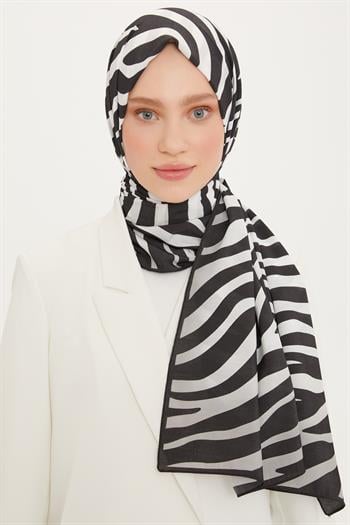 Armine Modal Şal - Zebra Model - Siyah Beyaz