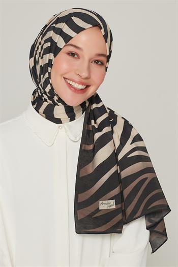 Armine Modal Şal - Zebra Model - Siyah Kahve