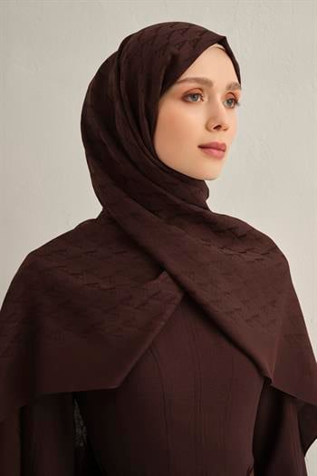 Armine Pamora Şal - Monogram Desenli 3 - Acı Kahve 10