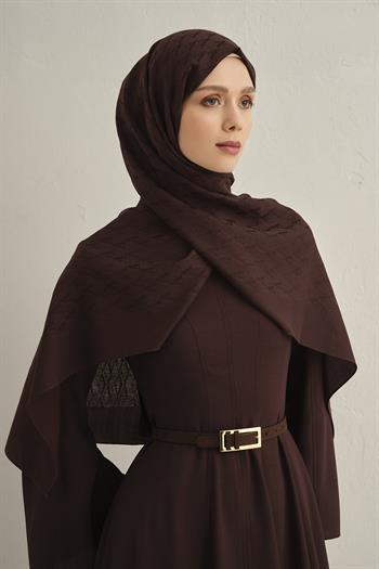Armine Pamora Şal - Monogram Desenli 3 - Acı Kahve 10