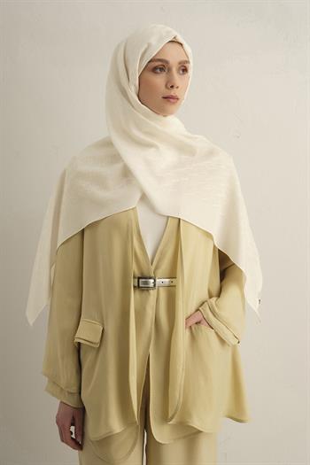 Armine Pamora Şal - Monogram Desenli 3 - Ekru 58