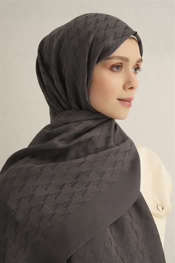 Armine Pamora Şal - Monogram Desenli 3 - Koyu Gri 19