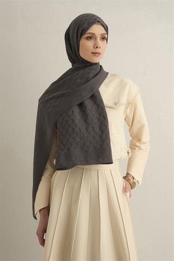 Armine Pamora Şal - Monogram Desenli 3 - Koyu Gri 19