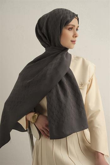 Armine Pamora Şal - Monogram Desenli 3 - Koyu Gri 19