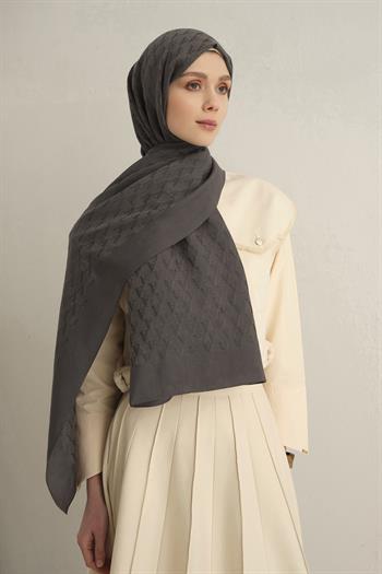 Armine Pamora Şal - Monogram Desenli 3 - Koyu Gri 19