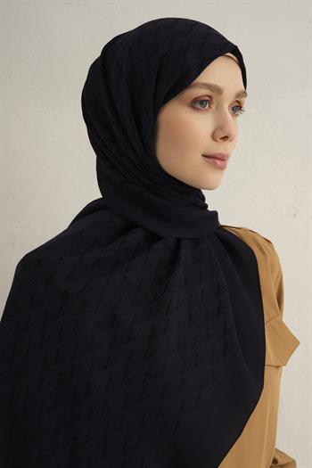 Armine Pamora Şal - Monogram Desenli 3 - Koyu Lacivert 03
