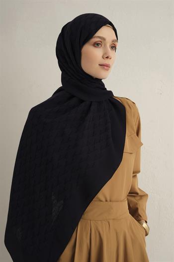 Armine Pamora Şal - Monogram Desenli 3 - Koyu Lacivert 03