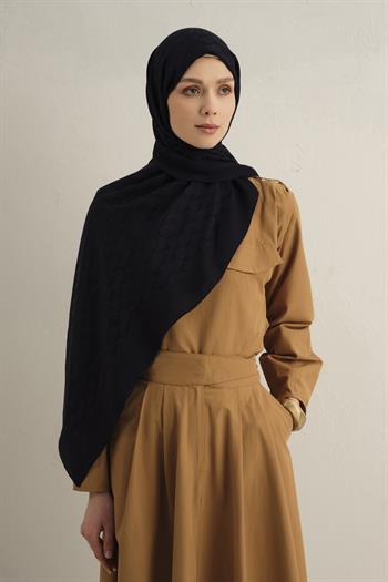 Armine Pamora Şal - Monogram Desenli 3 - Koyu Lacivert 03