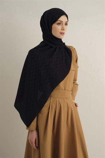 Armine Pamora Şal - Monogram Desenli 3 - Koyu Lacivert 03