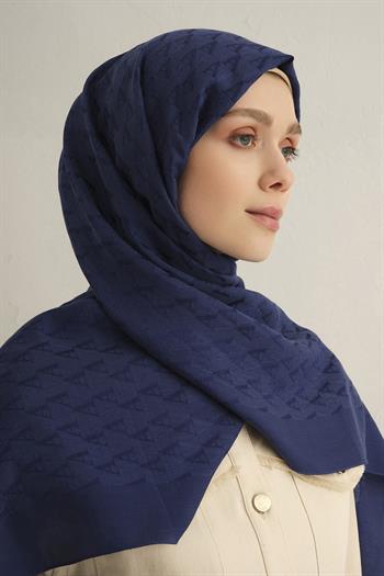 Armine Pamora Şal - Monogram Desenli 3 - Lacivert 02