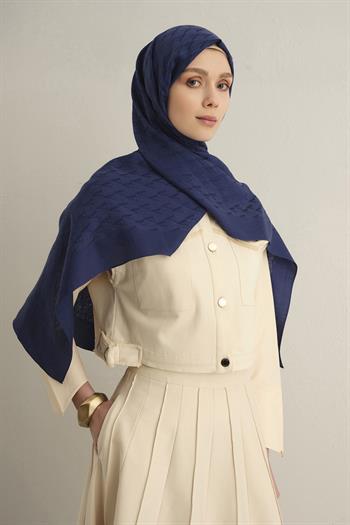 Armine Pamora Şal - Monogram Desenli 3 - Lacivert 02