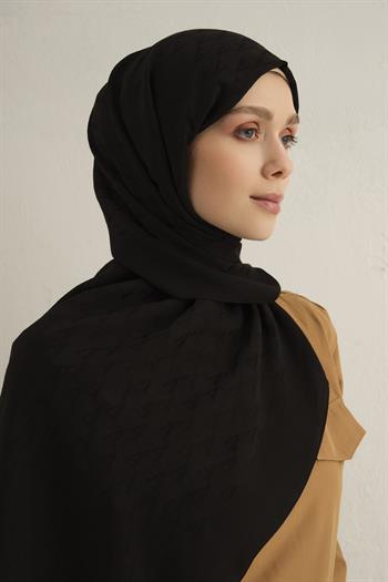 Armine Pamora Şal - Monogram Desenli 3 - Siyah 01