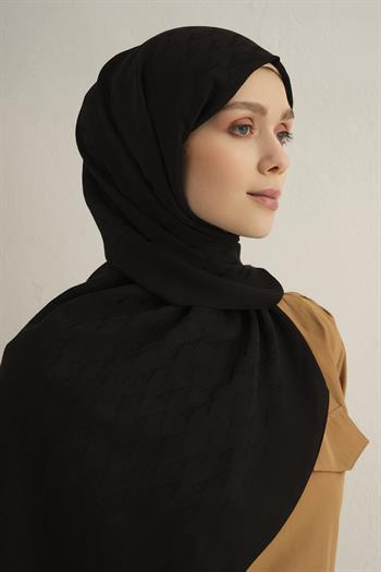 Armine Pamora Şal - Monogram Desenli 3 - Siyah 01