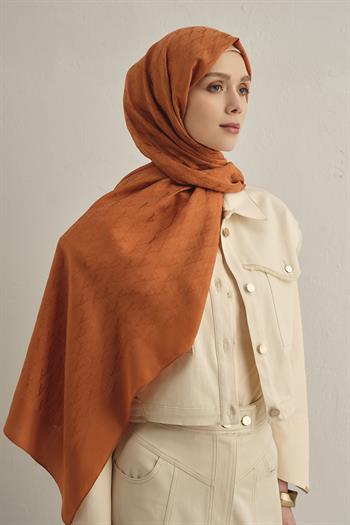 Armine Pamora Şal - Monogram Desenli 3 - Turuncu 43