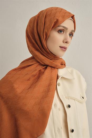 Armine Pamora Şal - Monogram Desenli 3 - Turuncu 43