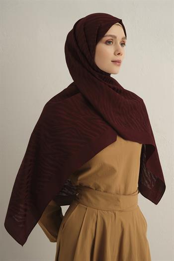 Armine Pamora Şal - Zebra Desenli 1 - Bordo 32