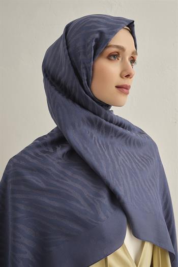 Armine Pamora Şal - Zebra Desenli 1 - Kot Mavi 26