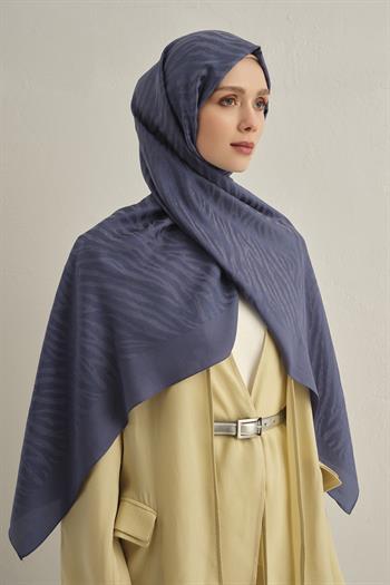 Armine Pamora Şal - Zebra Desenli 1 - Kot Mavi 26