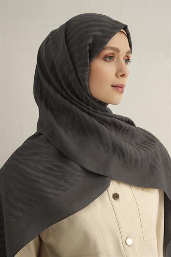 Armine Pamora Şal - Zebra Desenli 1 - Koyu Gri 19