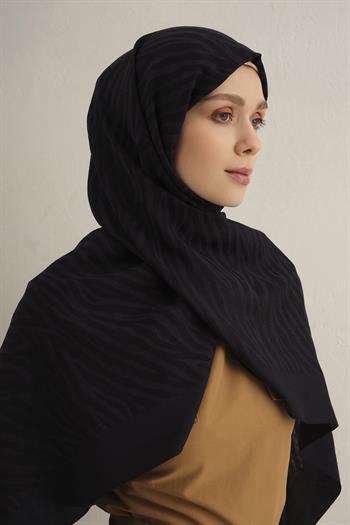 Armine Pamora Şal - Zebra Desenli 1 - Koyu Lacivert 03
