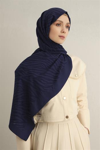 Armine Pamora Şal - Zebra Desenli 1 - Lacivert 02