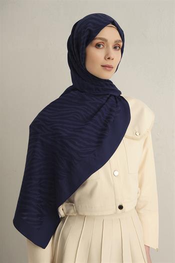 Armine Pamora Şal - Zebra Desenli 1 - Lacivert 02