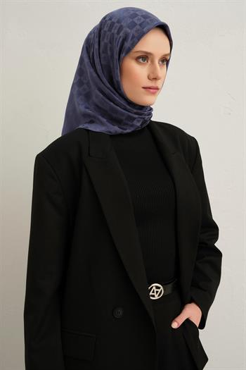 Armine Pamuk İpek Eşarp - Açık Lacivert 02