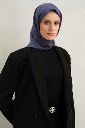 Armine Pamuk İpek Eşarp - Açık Lacivert 02