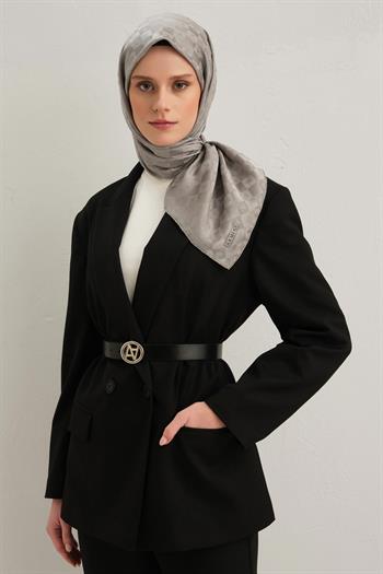 Armine Pamuk İpek Eşarp - Gri 22