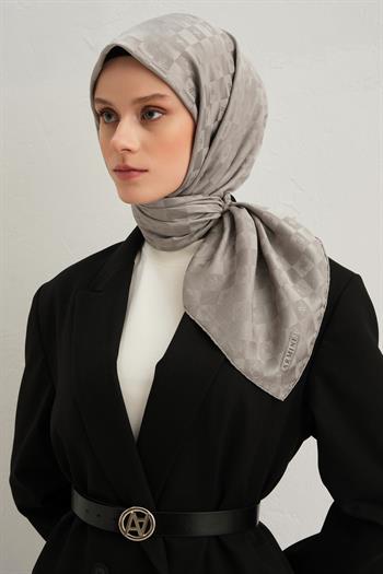 Armine Pamuk İpek Eşarp - Gri 22