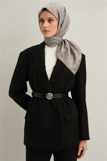 Armine Pamuk İpek Eşarp - Gri 22