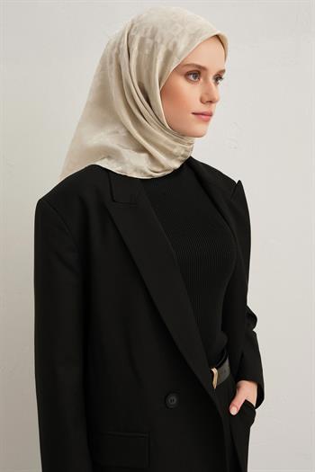 Armine Pamuk İpek Eşarp - Krem 17