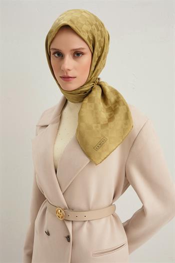 Armine Pamuk İpek Eşarp - Yağ Yeşili 54
